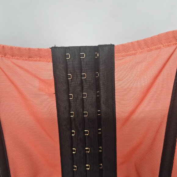 Lela Rose Salmon Black Lace Cropped Tank Top Corset Back Boho Goth Gypsy 18/20 - Picture 7 of 11